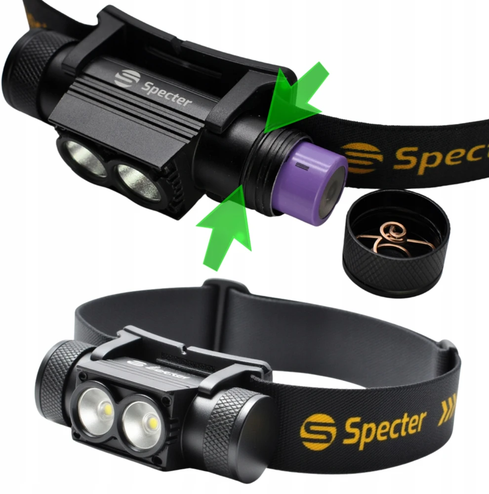 ĮKRAUJAMAS LED PRIEKINIS ŽIBINTAS Galingas SPECTER USB 2000lm dėklas