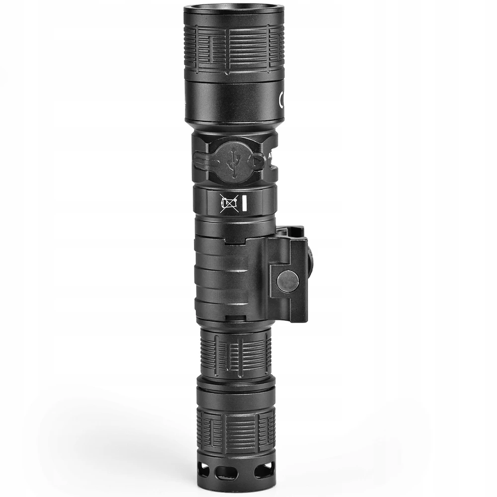 Įkraunamas 10 W LED žibintuvėlis su raudona šviesa Videx, su reguliuojamu priartinimu (Zoom) ir taktiniu mygtuku