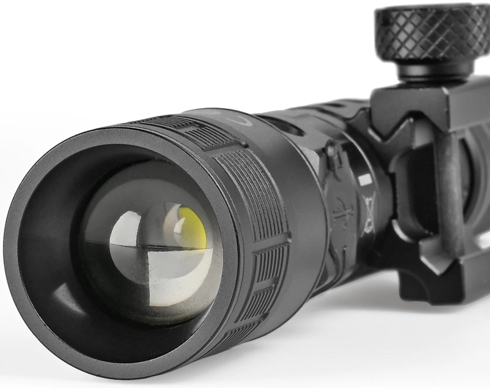 Įkraunamas 10 W LED žibintuvėlis su raudona šviesa Videx, su reguliuojamu priartinimu (Zoom) ir taktiniu mygtuku