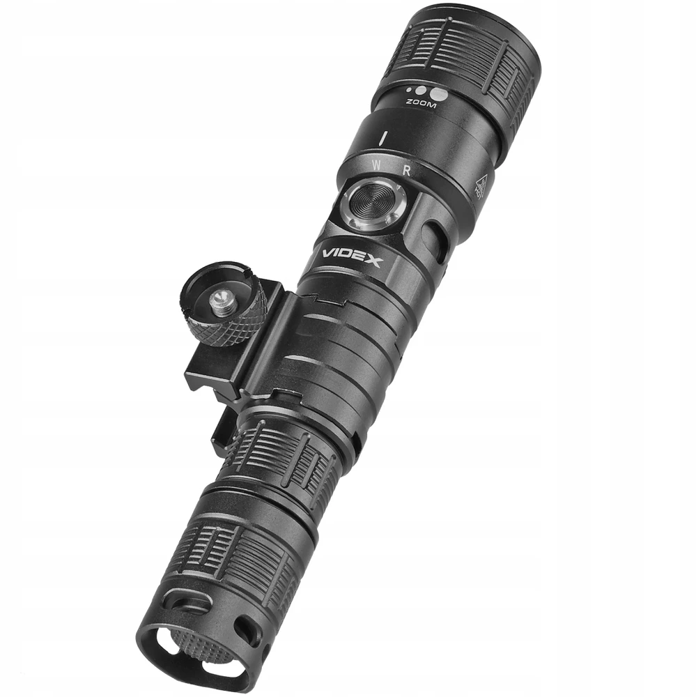Įkraunamas 10 W LED žibintuvėlis su raudona šviesa Videx, su reguliuojamu priartinimu (Zoom) ir taktiniu mygtuku