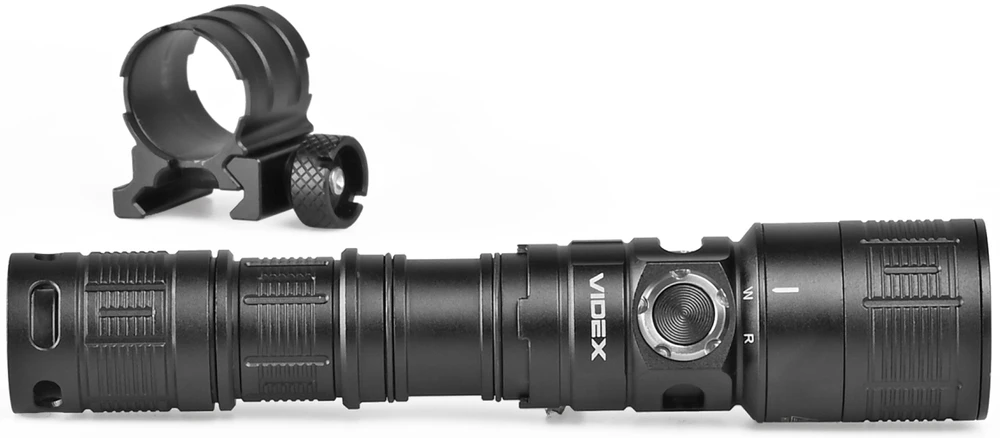 Įkraunamas 10 W LED žibintuvėlis su raudona šviesa Videx, su reguliuojamu priartinimu (Zoom) ir taktiniu mygtuku