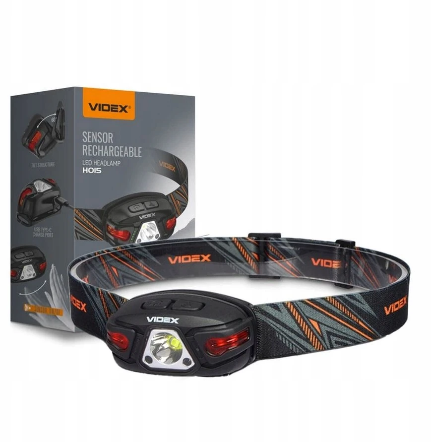 Įkraunamas LED žibintas, atsparus vandeniui Videx + Raudonas 330Lm