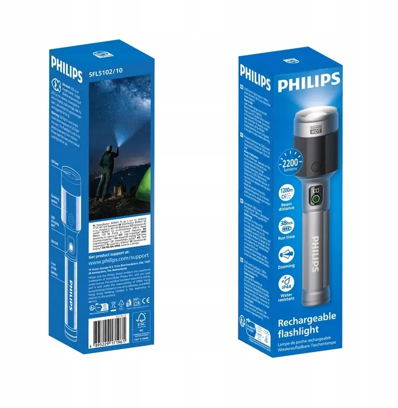 Įkraunamas žibintuvėlis Philips SFL5102/10 2200 lm 9000 mAh USB-C