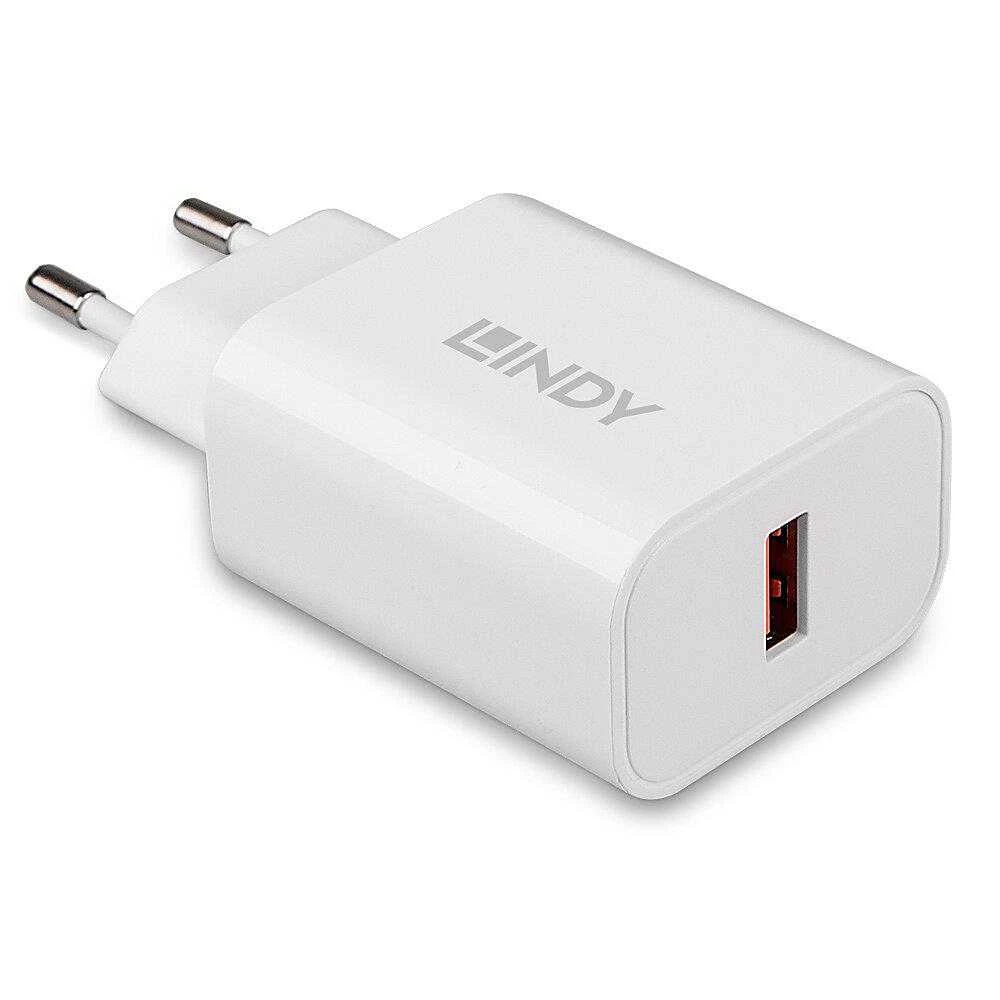 Įkroviklis - LINDY USB Type A Įkroviklis, Greitas Įkrovimas, 18W, Baltas