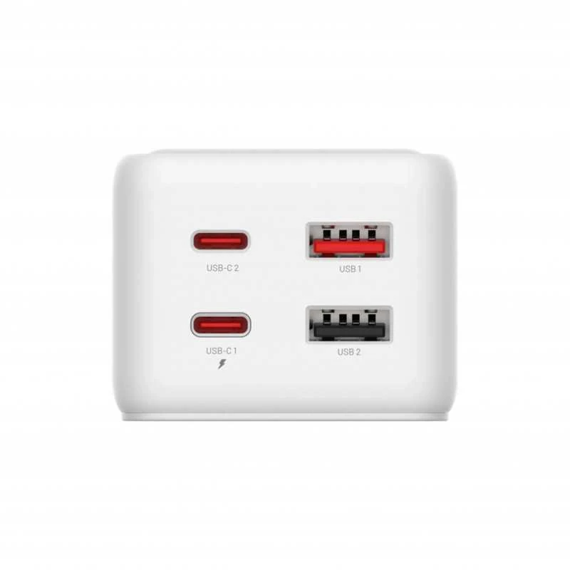 Fixed Fiksuoto įkrovimo maitinimo adapteris su 2x USB-C ir 2x USB, GaN III, 1,5 m, PD 65 W | FIXCS65-1.5-WH