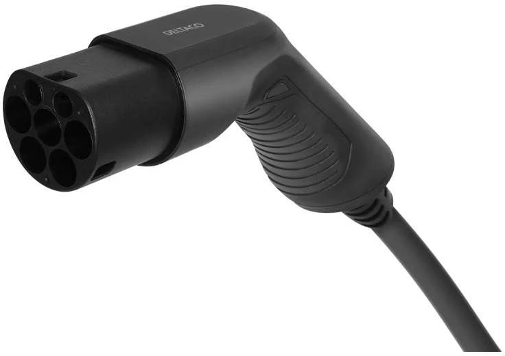 Įkrovimo kabelis DELTACO e-Charge type 2 į type 2, 1 fazė, 32A, 7.6KW, 10M, juodas / EV-12110