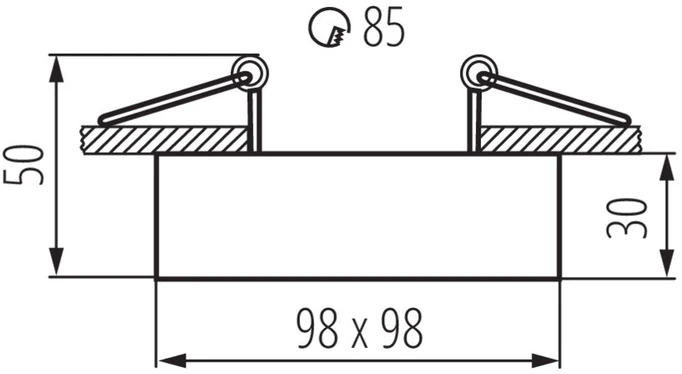 Įleidžiamasis šviestuvas KANLUX MINI GORD, 1 x GX5,3/GU10, max 35 W, juodos sp., 9,8 x 9,8 x 5 cm