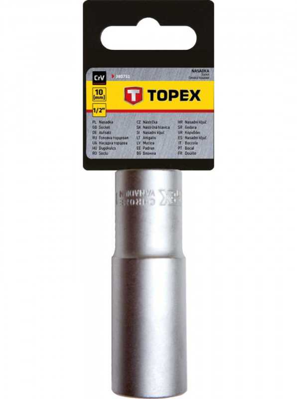 Prailginta šešiakampė galvutė Topex 1/2", 10mm