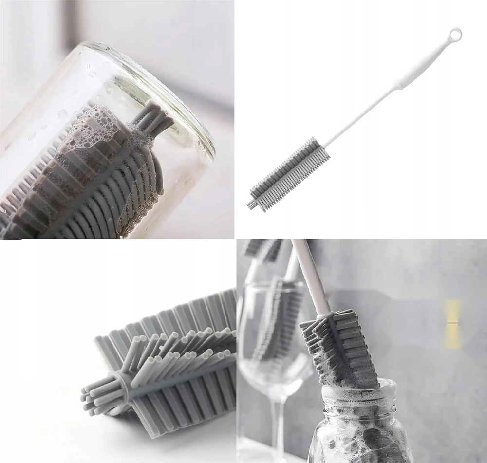 ILGAS 32 cm silikoninis šepetėlis, skirtas BUTELIUI, STIKLINIUI, INDŲ plovimui, indų plovimo mašinai