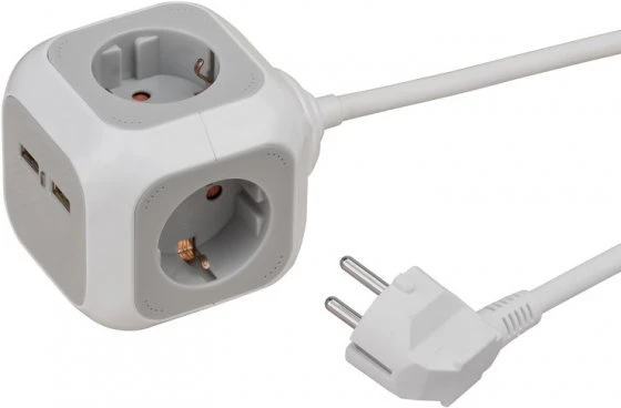Ilgiklis BRENNENSTUHL Euro-Steck IP20, 2 x USB, 2m