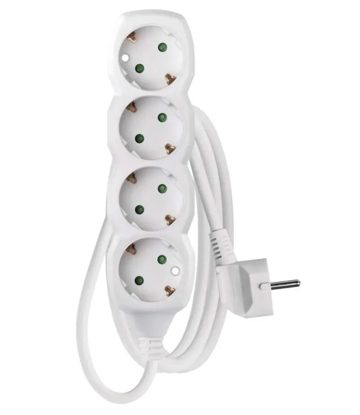 Emos Ilgiklis 3 lizdų 1.5m su įžeminimu (baltas) 1.5mm²