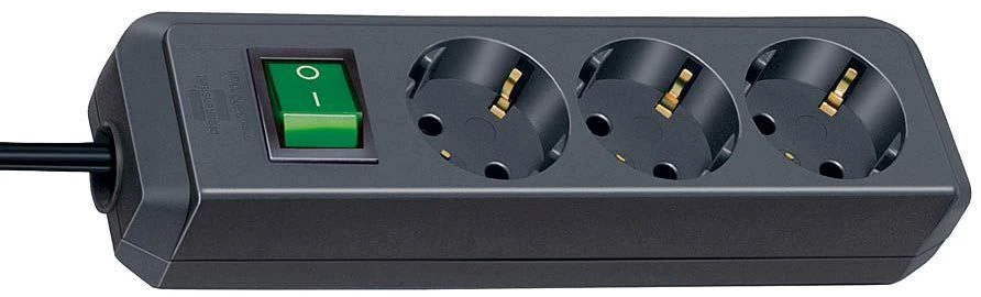Emos Ilgiklis 3 lizdų 1.5m su įžeminimu, su jungikliu (juodas) 1.5mm²