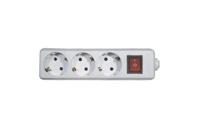Emos Ilgiklis 3 lizdų 1.5m su įžeminimu, su jungikliu (baltas) 1.5mm²