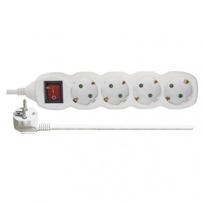Emos Ilgiklis 3 lizdų 5.0m su įžeminimu, su jungikliu (baltas) 1.5mm²