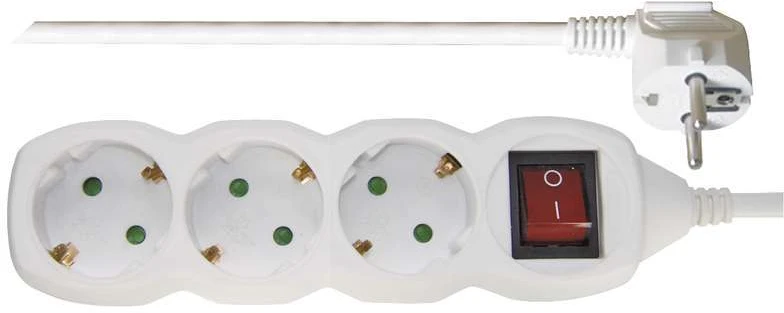 Emos Ilgiklis 3 lizdų 5.0m su įžeminimu (baltas) 1.5mm²