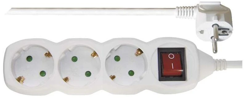 Emos Ilgiklis 4 lizdų 3.0m su įžeminimu (baltas) 1.5mm²