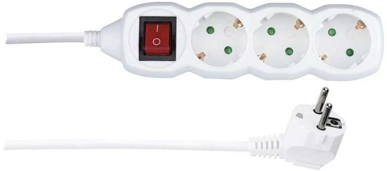 Emos Ilgiklis 4 lizdų 3.0m su įžeminimu (baltas) 1.5mm²