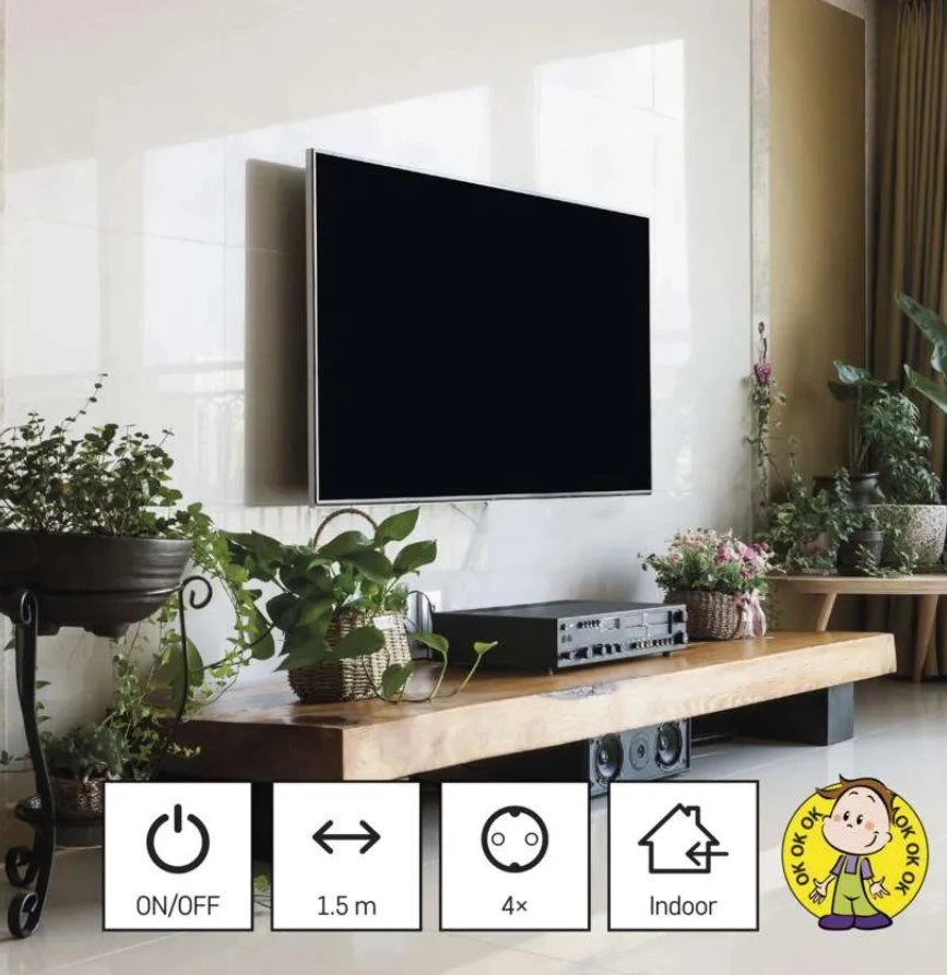 Emos Ilgiklis 4 lizdų 3.0m su įžeminimu, su jungikliu (juodas) 1.5mm²
