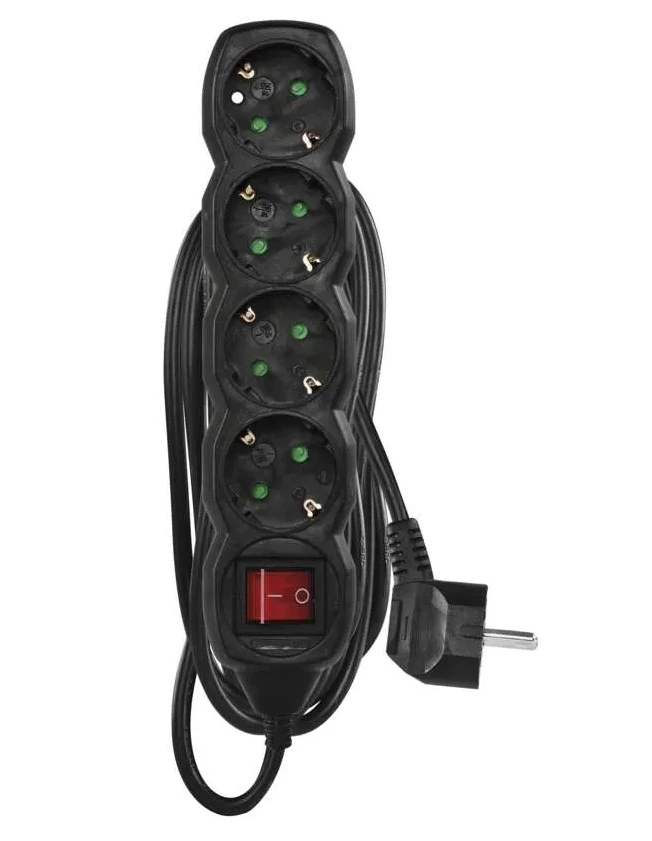 Emos Ilgiklis 5 lizdų 5m su įžeminimu, su jungikliu 3x1.5 mm² baltas