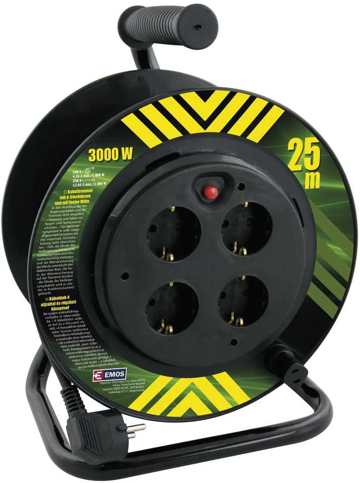 Ilgintuvas ritėje su įžeminimu IP44 Emos 4viet./25m/3x1.5mm