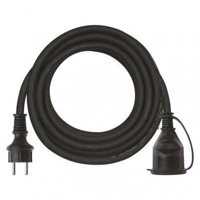 Emos Ilgiklis 1 lizdo 10m su įžeminimu 3x1.5 mm² IP44 su gumine izoliacija, juodas