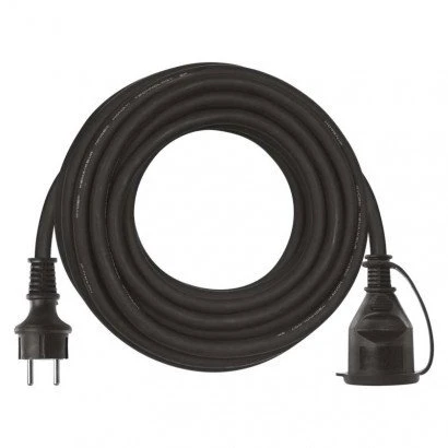 Emos Ilgiklis 1 lizdo 10m su įžeminimu 3x1.5 mm² IP44 su gumine izoliacija, juodas