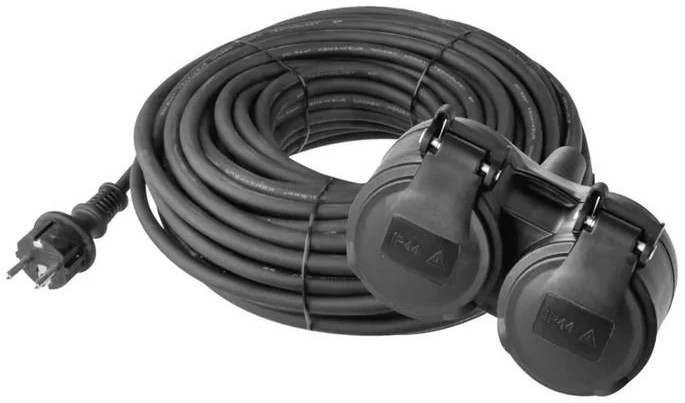Emos Ilgiklis 1 lizdo 10m su įžeminimu 3x1.5 mm² IP44 su gumine izoliacija, juodas