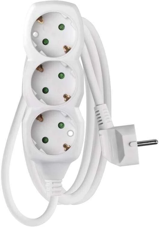 Emos Ilgiklis 3 lizdų 1.5m su įžeminimu (baltas) 1.5mm²