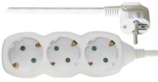 Emos Ilgiklis 3 lizdų 3.0m su įžeminimu (baltas) 1.5mm²