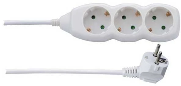 Emos Ilgiklis 3 lizdų 5.0m su įžeminimu (baltas) 1.5mm²