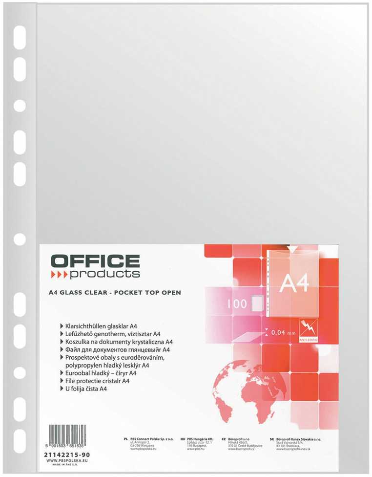 Office Products Įmautės, A4, 40mic, skaidrios, 100vnt.