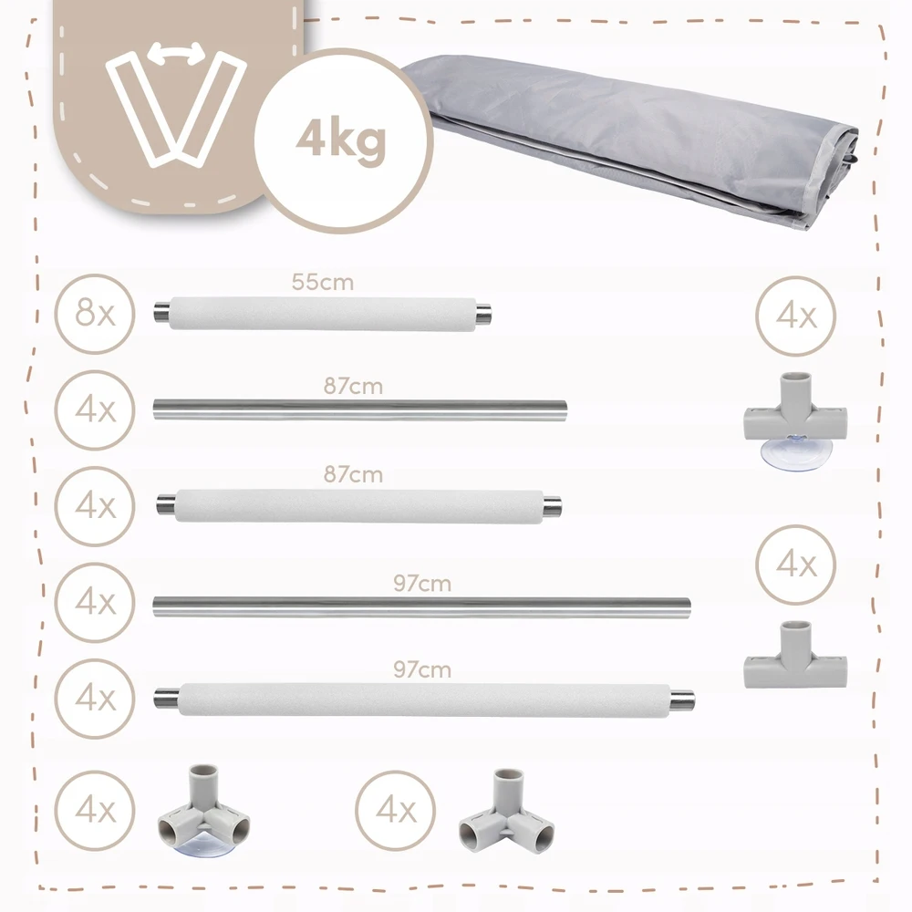 iMex Toys KOJEC DLA DZIECKA sulankstomas 180X200CM SUCHY BASEN Žaidimų aikštelė DZIECIĘCY PILKA