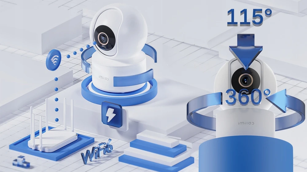 Imilab C22 Mijia ROTATING CAMERA, skirta stebėti 360° elektroninę auklę