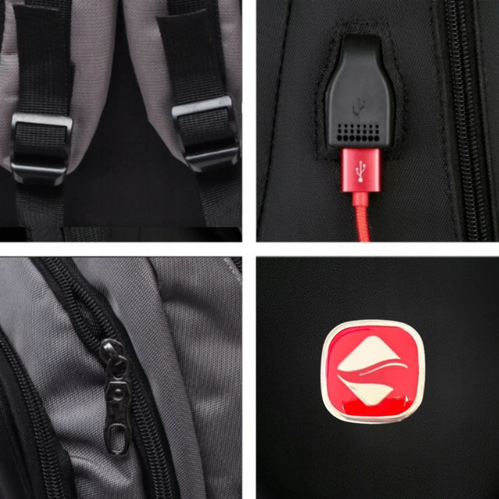 Imiti Miesto kuprinė su Usb, talpi, skirta mokyklai, kelionėms, pilka