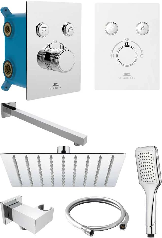 Potinkinė dušo sistema Rubineta THERMO-2F-OLO (SQ) - Chromas