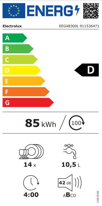 60 cm.pločio įmontuojama indaplovė Electrolux EEG48300L