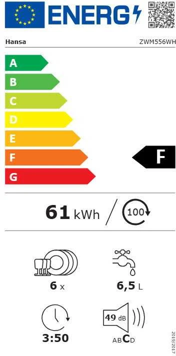 Įmontuojama indaplovė Hansa ZWM556WH, balta