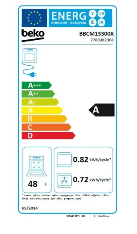 BEKO kompaktinė orkaitė BBCM13300X, aukštis 45,5 cm, A energijos klasė