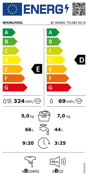Skalbimo mašina Skalbyklė-džiovyklė Whirlpool WDWG751482 EU