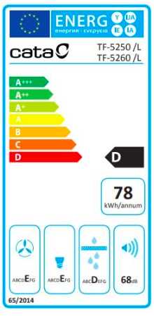 CATA | Gartraukis | TF 5260 X | Teleskopinis | Energijos vartojimo efektyvumo klasė D | Plotis 60 cm | 325 m³/h | Slankiojantis valdymas | LED | Nerūdijantis plienas