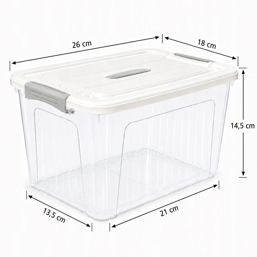IN Pojemnik plastikowy su pokrywą permatomas 4l organizer 26x18x14,5cm