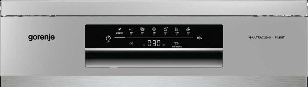 Indaplovė Gorenje GS643E90X | Pastatoma | Plotis 59.9 cm | 6 programos | E klasė| Ekranas | AquaStop funkcija | Sidabrinė