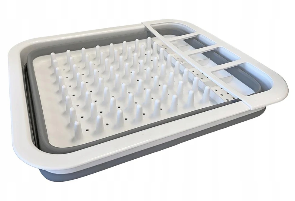 Indų džiovyklė - Foldable Dish Haba, pilkai balta