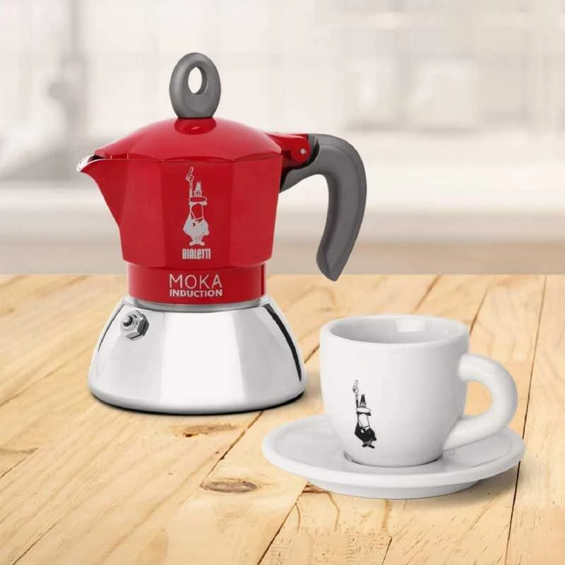 Kavinukas Bialetti Moka Induction 2TZ (100ml), raudonas