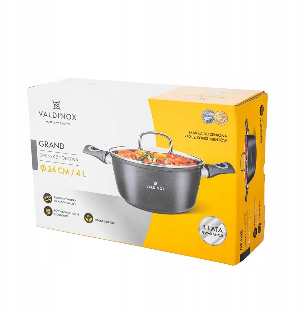 Indukcinis puodas 4 l dujinis su nepridegančiu dangteliu Valdinox Grand 24 cm
