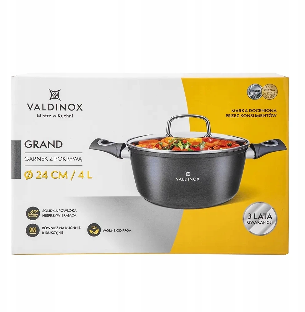 Indukcinis puodas 4 l dujinis su nepridegančiu dangteliu Valdinox Grand 24 cm