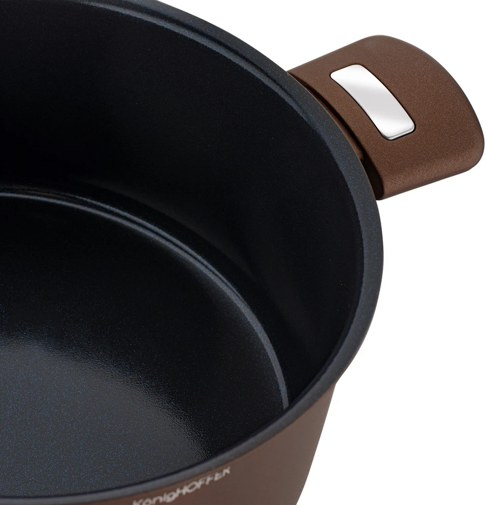 INDUKCINIS PUODAS Keraminis KIETŲJŲ DUJŲ dangtis Konighoffer Reno 4,6 l 24cm