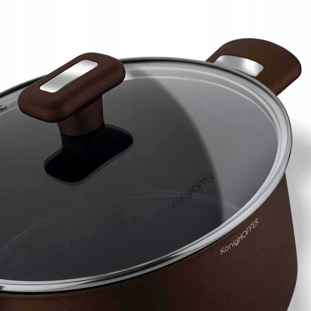 INDUKCINIS PUODAS Keraminis KIETŲJŲ DUJŲ dangtis Konighoffer Reno 4,6 l 24cm