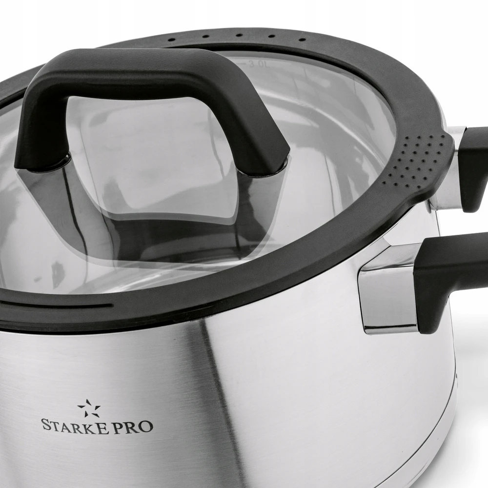 INDUKCINIS PUODAS Plienas, NERŪDIJAMAS, Tvirtas dujinis Starke Pro Rigor 3.3L 20cm