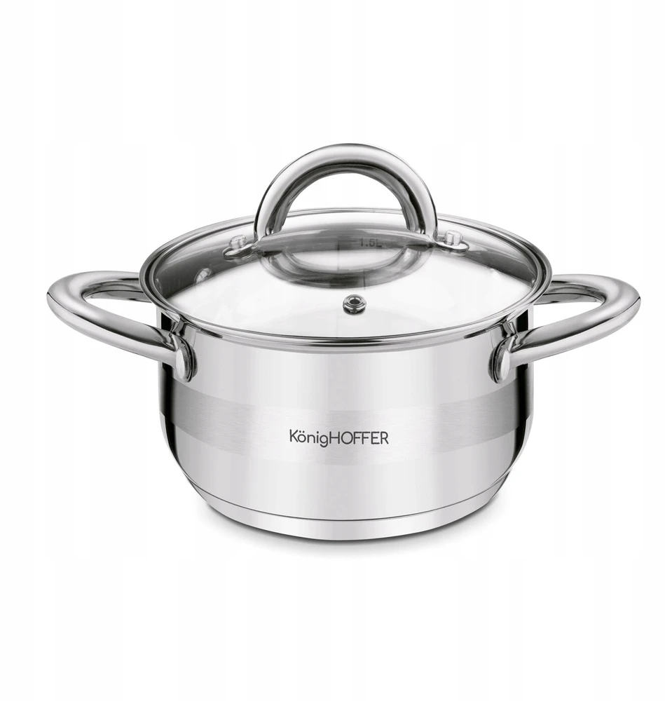 INDUKCINIS PUODAS Plieninis dujinis dangtis MAŽAS Konighoffer Faro 1,8 l 16 cm